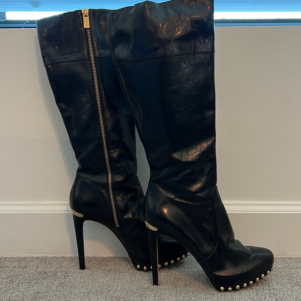 Michael Kors Astor Stud black zip up boots